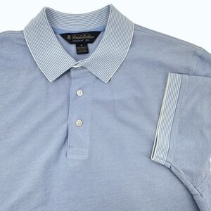 Brooks Brothers Polo Shirt Mens M Light Blue Excellent Linen Blend Original Fit